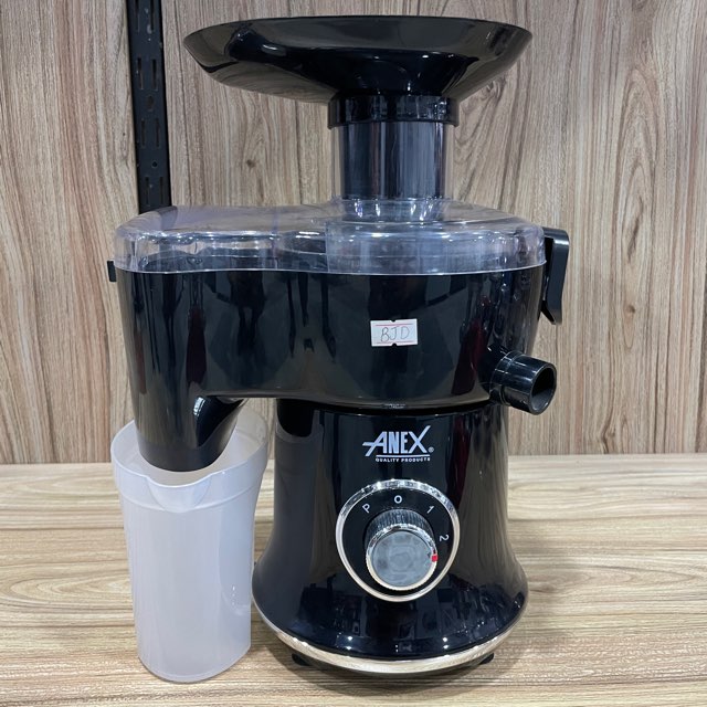 Experience the Anex Deluxe Kitchen Robot AG-3153EX with titanium-coated blades and an unbreakable plastic jug. This versatile kitchen robot effortlessly chops, blends, slices, shreds, grinds, and purees with 2-speed settings and a safety lock for secure operation!