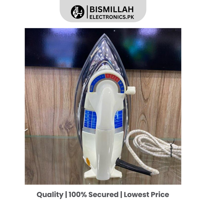 Experience efficient ironing with the Bimla Iron IGN 555. Featuring 1000 W power, a non-stick sole plate, and six temperature settings, this heavy dry iron ensures smooth and effective pressing for all fabric types.