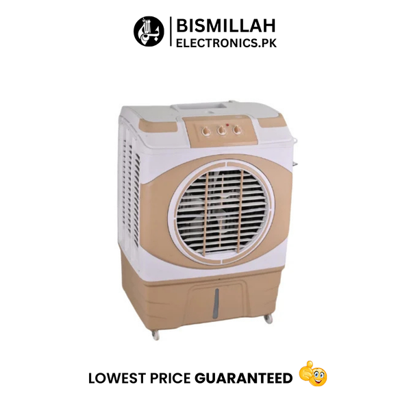 The BinBazz 7700 Room Air Cooler is designed for efficient cooling with low power consumption and a heavy-duty motor. Featuring imported water pumps, honeycomb pads for optimal air circulation, and an ice box for enhanced cooling, this cooler is perfect for hot climates. It operates on 220-240V, providing reliable and energy-efficient performance.