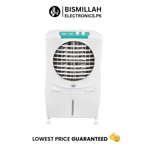 The Boss Air Cooler ECM-5200 is a compact and energy-efficient evaporative cooler designed for small spaces. It operates on a 12V DC power source, making it suitable for solar setups and inverter systems.
