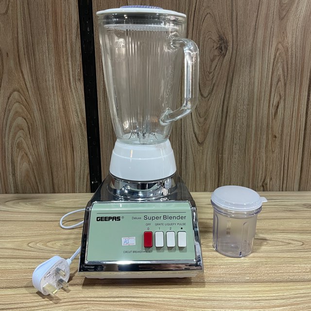 Discover the Geepas 2-in-1 Blender GSB1 603 with Mill featuring a powerful 600W motor, stylish metallic body, and 1400ml glass jar. Enjoy efficient blending with stainless steel blades, customizable speed controls, and a mini mill attachment for versatile kitchen tasks. Perfect for smoothies, soups, and more!