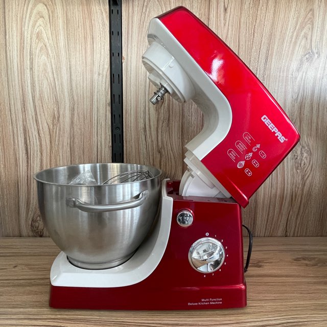 Elevate your baking with the Geepas Dough Kneader GSM 5442. This powerful 600W mixer features 8-speed control, versatile attachments, and an automatic shut-off for safety. With a stylish design and durable stainless steel bowl, it’s a must-have for any kitchen!