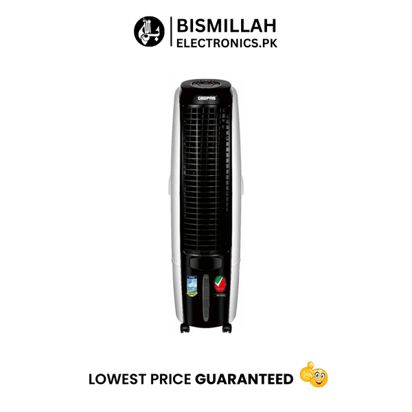 The Geepas GAC-9450 Air Cooler is a high-performance tower air cooler designed for efficient cooling in medium to large-sized rooms. Its sleek design and advanced features make it suitable for both residential and commercial use.​