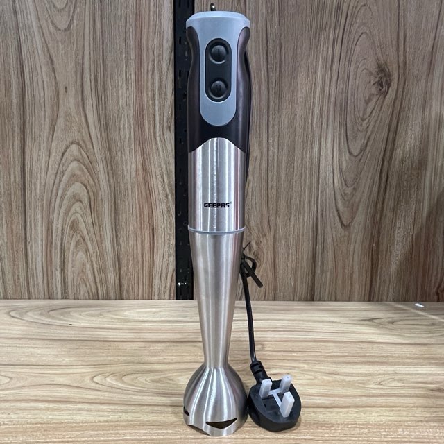 Experience the Geepas Stainless Steel Hand Blender GHB5468 with 2-speed options and a removable stick for easy use. Featuring a powerful DC motor, stainless steel rod and blade, and a handy hang-up loop for convenient storage, it's perfect for all your blending needs!