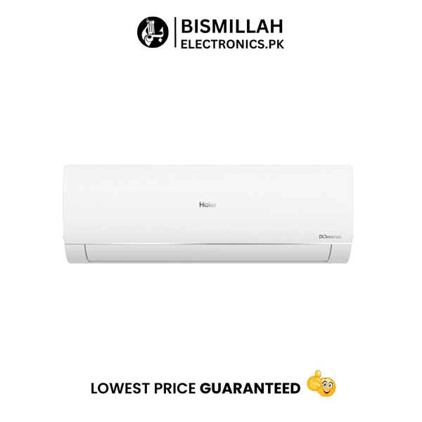 Haier 2 Ton DC Inverter Split AC HSU‑24HFAB T3 – wall‑mounted indoor unit in sleek white finish with hidden LED display and bottom air vents, 24,000 BTU cooling capacity