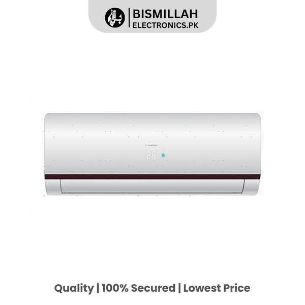 Stay comfortable with the Haier HSU-12HFMAD/013WISDC (W) Air Conditioner. Featuring 1-ton capacity, turbo cooling, one-touch cleaning, and Wi-Fi smart functionality, it provides efficient climate control for your home.