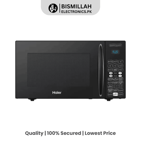 Discover the Haier Microwave Oven HGL-30100 Convection with baking capabilities, easy clean features, energy efficiency, rotisserie, and steam clean function. Perfect for versatile cooking!