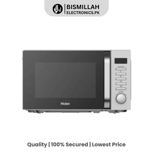 Discover the Haier Microwave Oven HMW-20DGS Grill Series with 1300 watts grill power, compact design, and speed defrost feature. Enjoy effortless cooking with auto menu options for delicious meals.