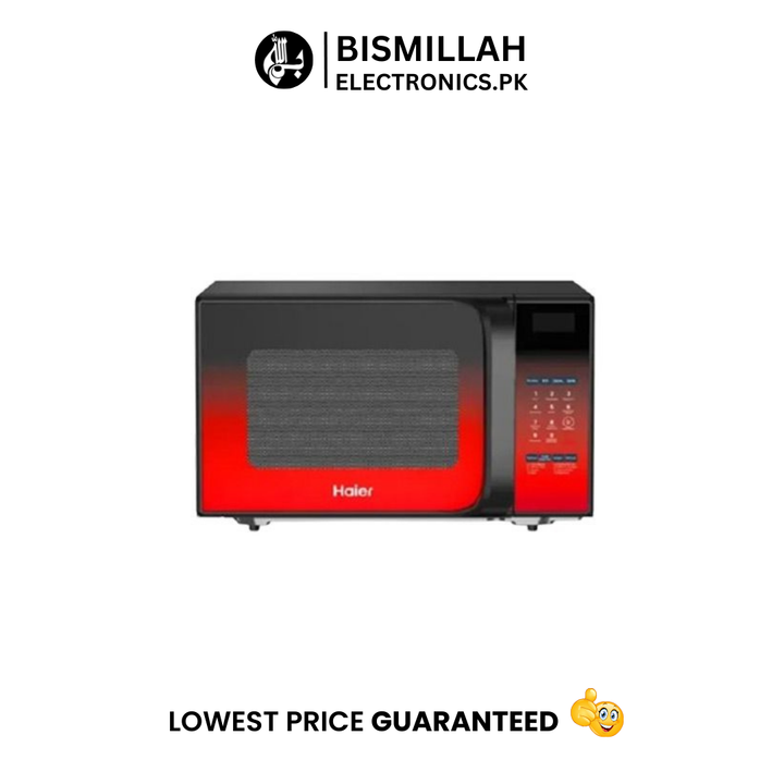 The Haier Microwave Oven HMW-30AFR (Air Fryer) is a versatile 30-liter appliance designed for modern kitchens. It combines multiple functions, including Air Fryer, Microwave, Grill, and Convection Baking, allowing you to cook a wide range of dishes with ease.
