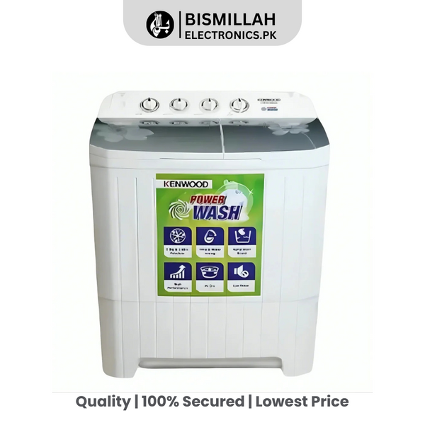 Discover the Kenwood Washing Machine KWM-231159 with an 11 kg capacity, energy-efficient design, and durable plastic body. Enjoy a sleek glass top for a modern touch in your laundry room.