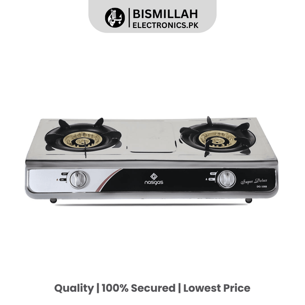 Upgrade your cooking with the Nasgas DG-1088 Gas Stove. With heavy rings, imported burners, and auto ignition, it offers durability and performance in one package.