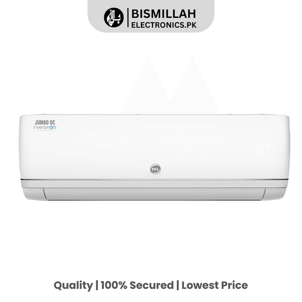 Stay cool with the PEL Jumbo DC Prime Air Conditioner (1.5 Ton). Featuring outstanding efficiency, minimal start-up voltage, powerful cooling up to 50°C, and automatic cleaning, it ensures optimal comfort while saving energy.