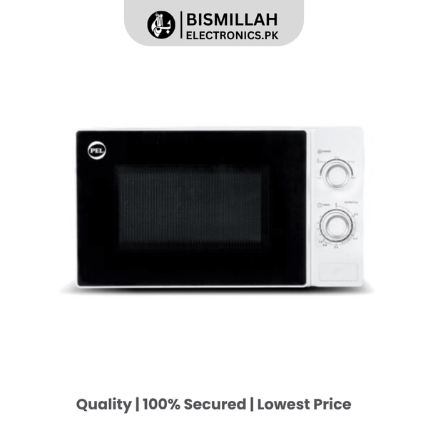 Explore the PEL Microwave Oven PMO-20W/B with 20L capacity, six power levels, and 700 watts output. Enjoy efficient cooking with a clock function for added convenience.