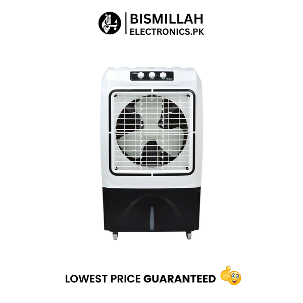 The Super Asia ECM-4600 Plus Easy Cool Room Air Cooler is designed to provide efficient and effective cooling. It features a large 50-liter water tank and a top loading cooling box. The anti-bacterial honeycomb cooling pads ensure maximum cooling efficiency, while the auto swing and powerful air throw provide uniform cooling throughout the room.