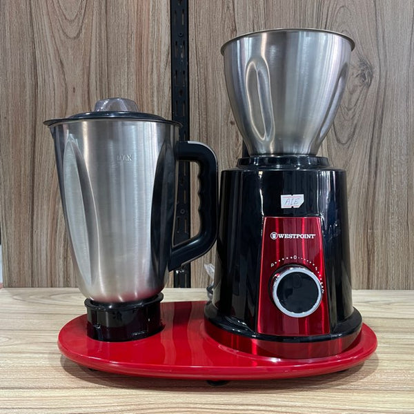 Discover the Westpoint 3-in-1 Blender and Grinder WF-367, a professional appliance combining a 1.5L blender, 0.5kg grinder cup, and 1.1L mincer. Made with high-quality stainless steel for durability and style, it’s perfect for all your food preparation needs!